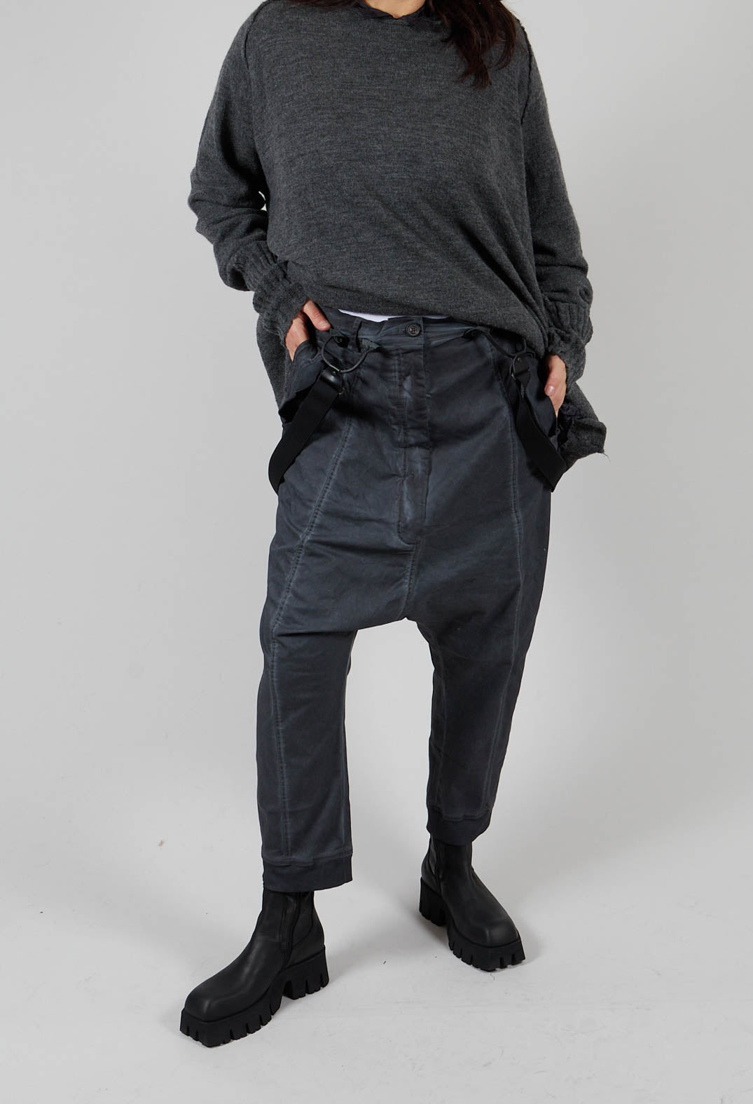 Trousers with Suspenders in Coal Cloud