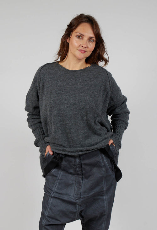 Virgin Wool Loose Jumper in Coal Mel