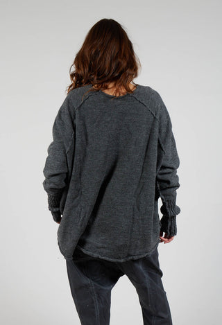 Virgin Wool Loose Jumper in Coal Mel