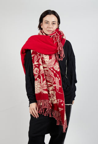 Oversized Fringe Scarf in Cardinal Jacquard