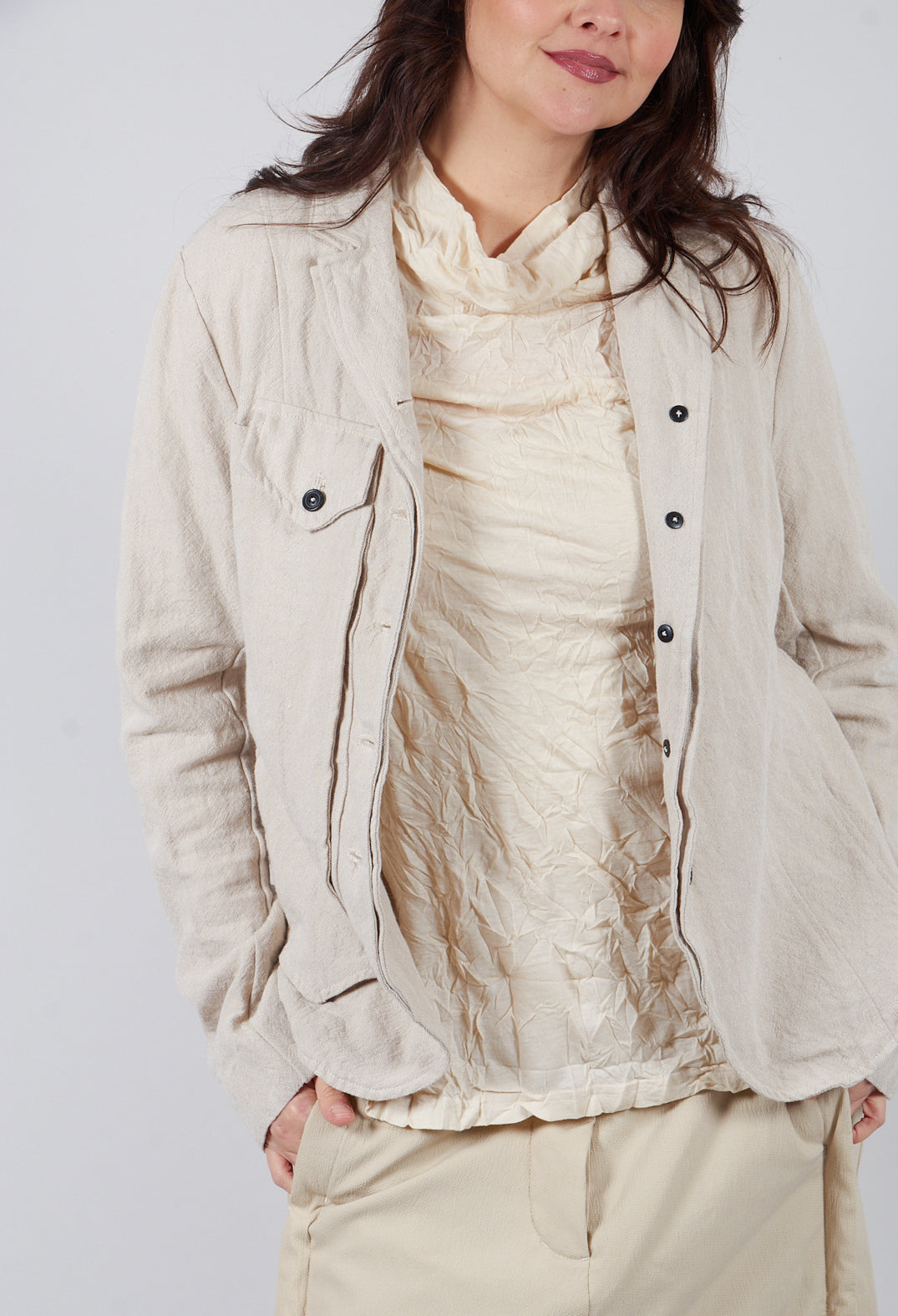 Button Jacket in Bone Mel