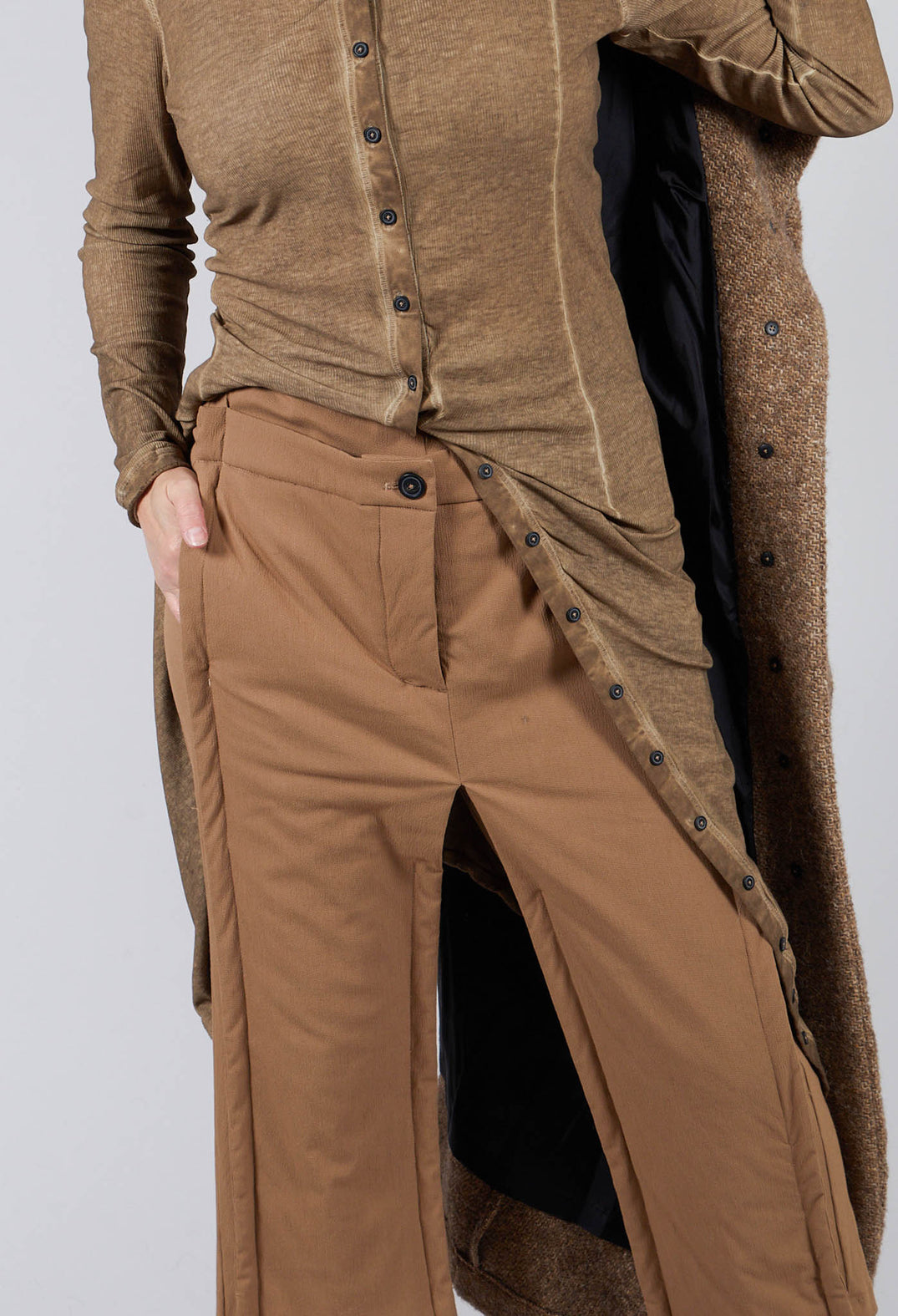 Ankle Double Front Trousers in Camel