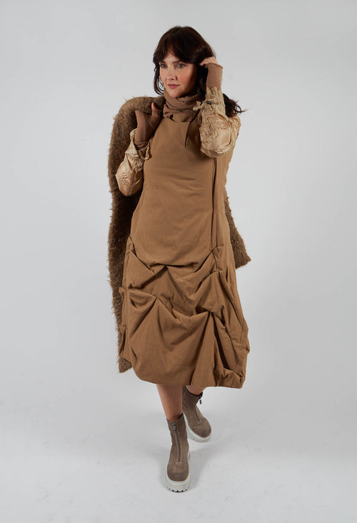 Gathered Dress in Camel