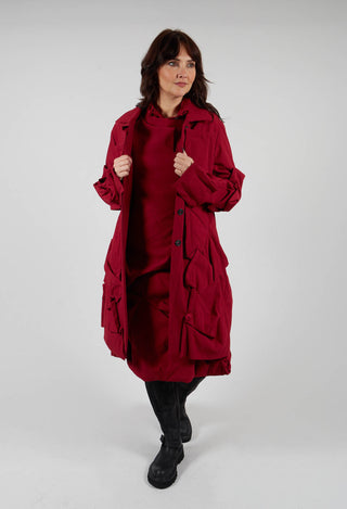 Longline Ruched Coat in Sunset