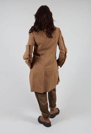 Longline Ruched Coat in Camel