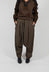 Relaxed Drop Crotch Trousers in Camel Check