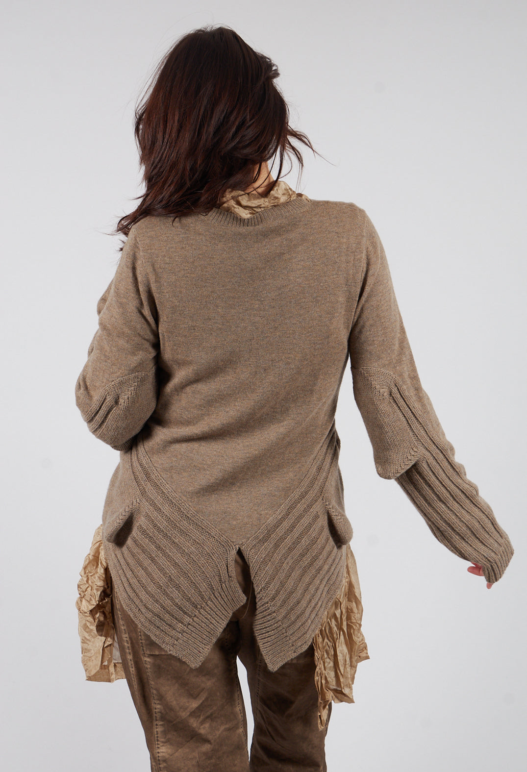 Ribbed Sleeve Jumper in Camel Mel