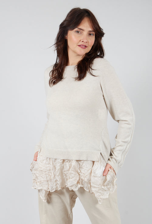 Ribbed Sleeve Jumper in Bone Mel