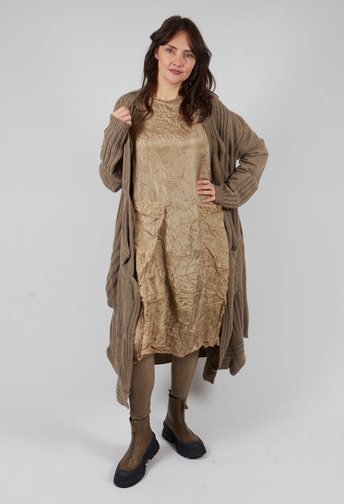 Long Ribbed Cardigan in Camel Mel