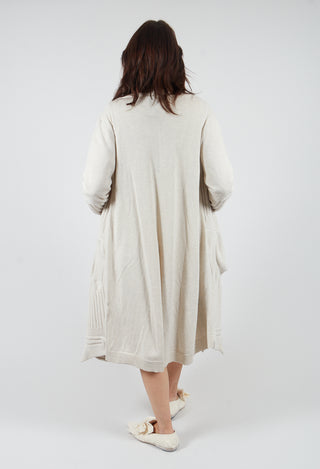 Long Ribbed Cardigan in Bone Mel