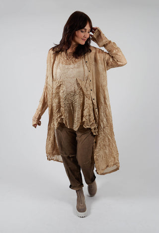 Sheer Shirt Dress in Camel Cloud