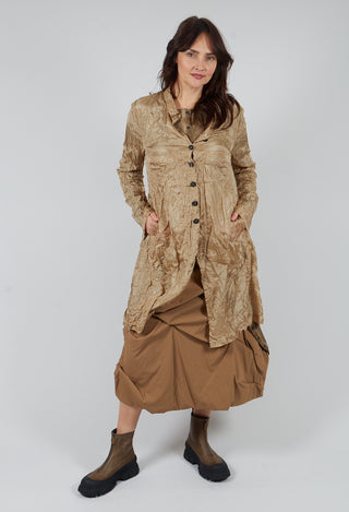 Button Plisse Shirt in Camel Cloud