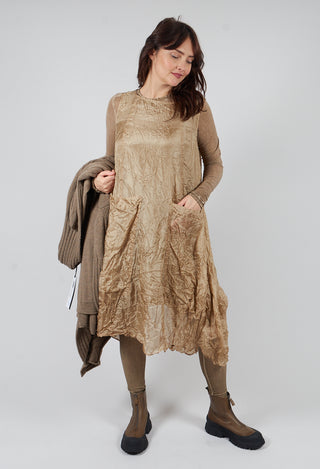 Sheer Sleeveless Dress in Camel Cloud