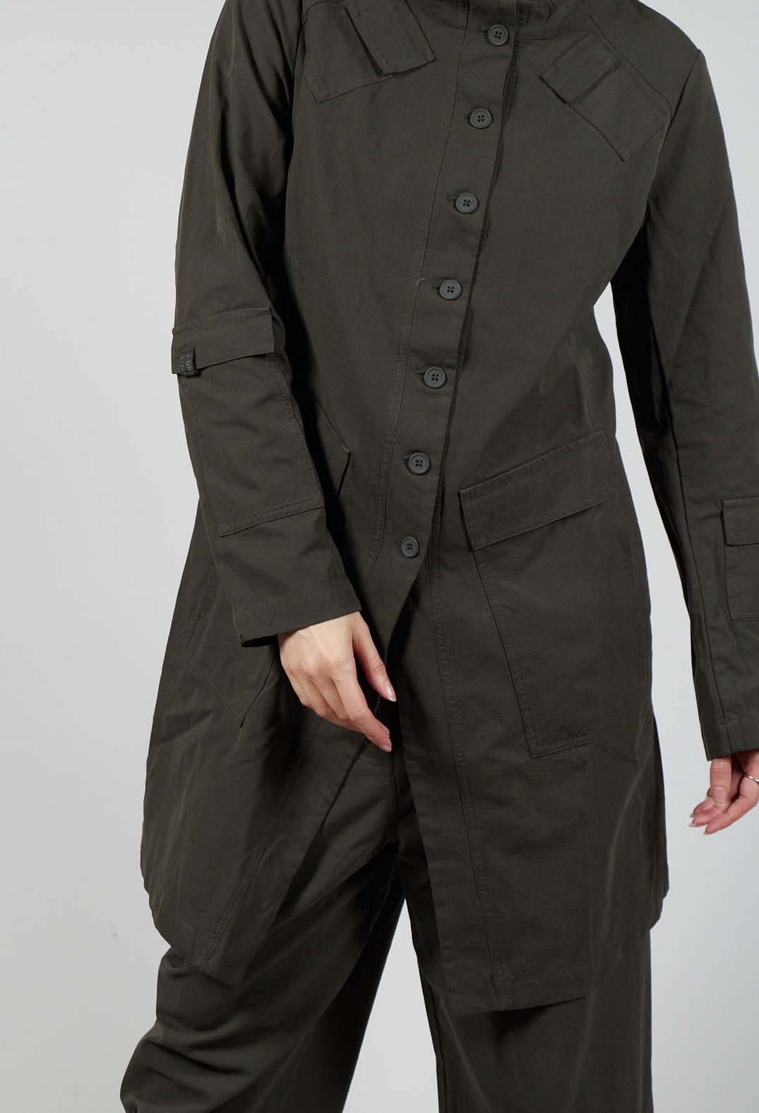 Button Through Utility Coat in Jungle