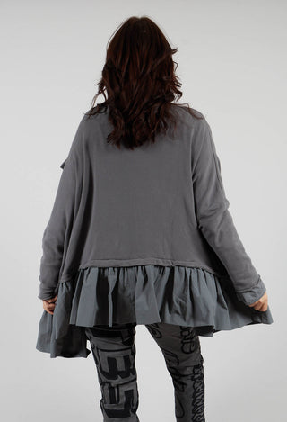 Oversized Jersey Jacket with Peplum Hem in Rock Print