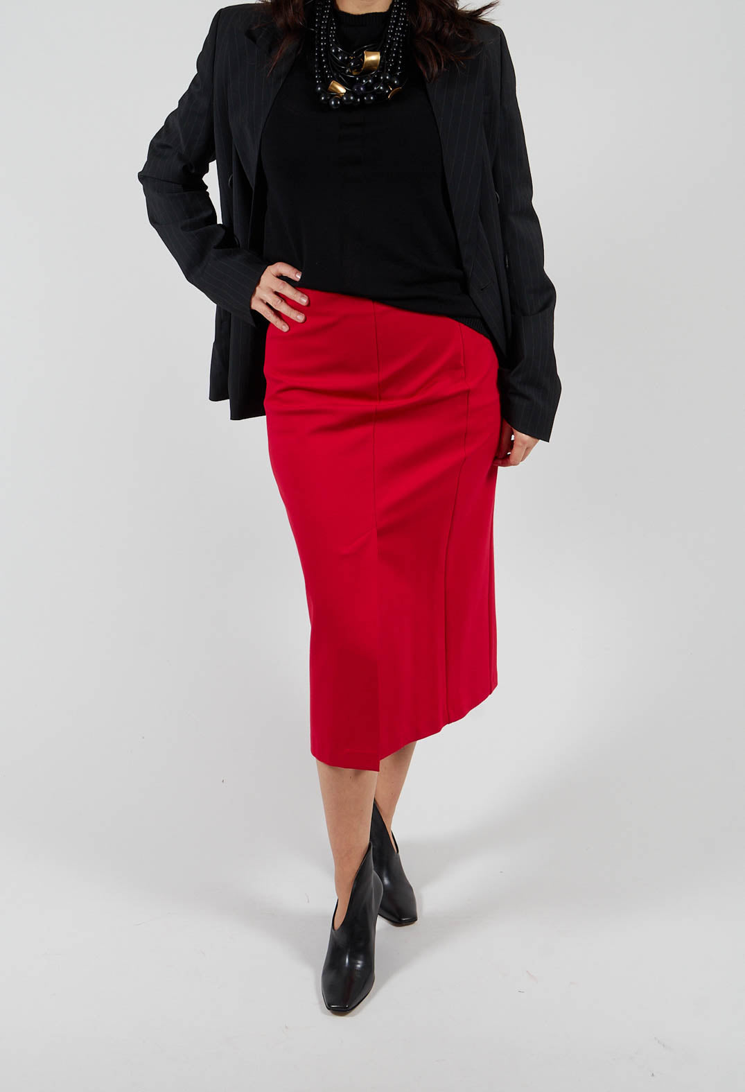 Pencil Skirt with Split in Urban Red