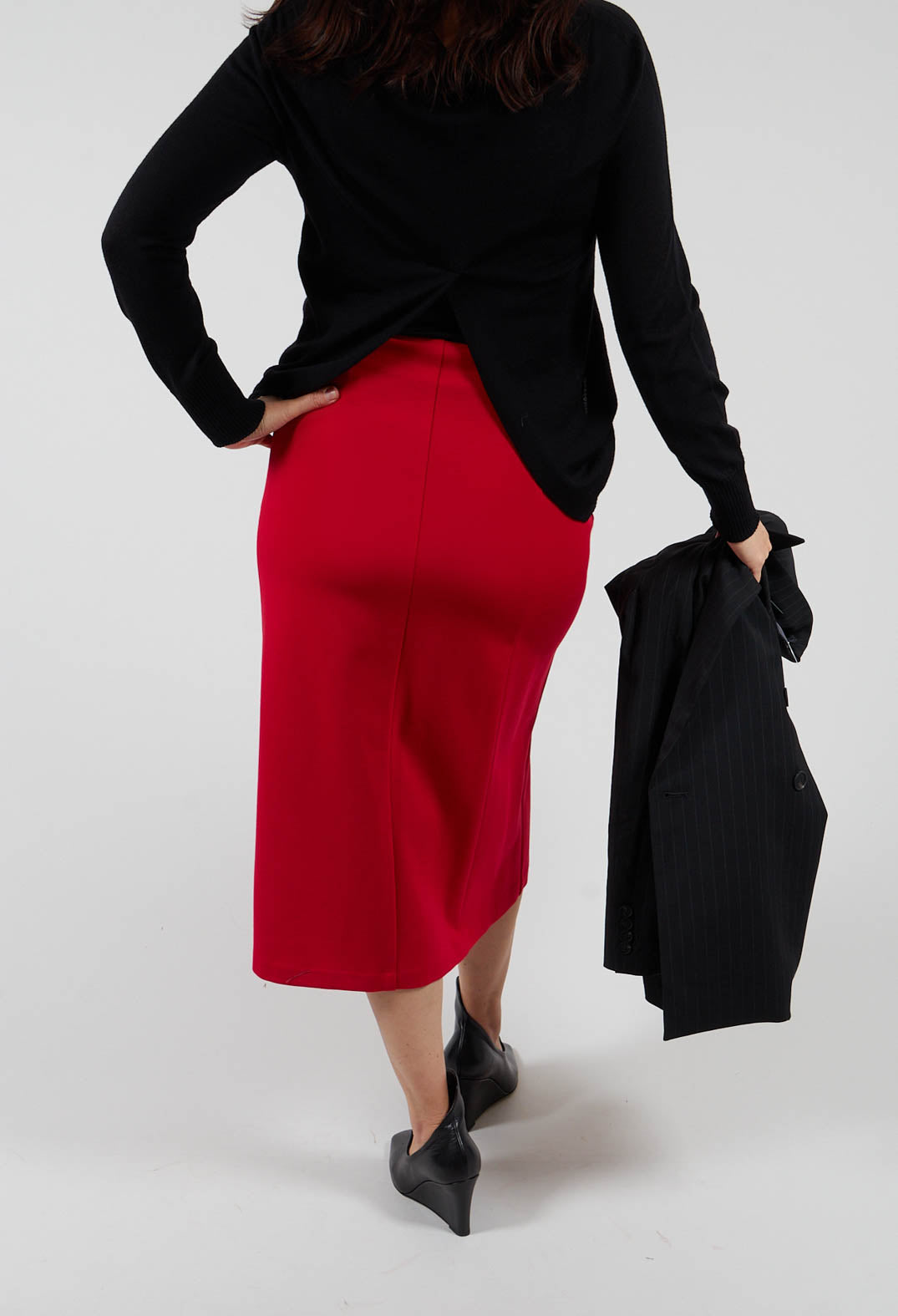 Pencil Skirt with Split in Urban Red