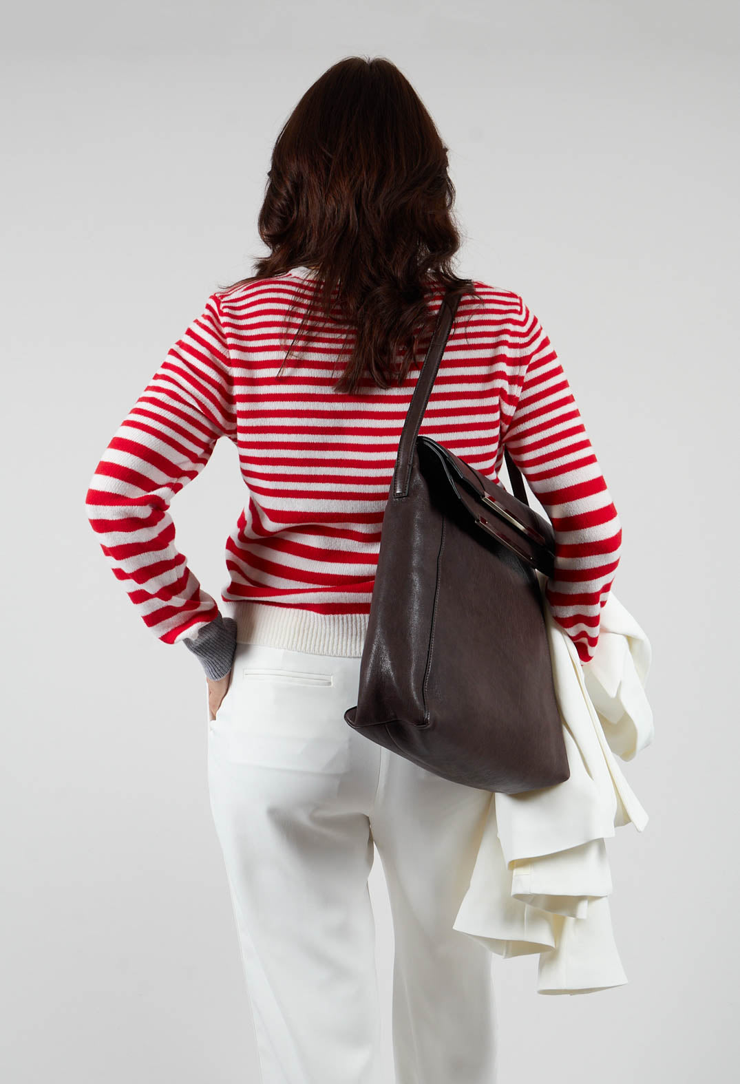 Cardigan with Degrade Stripes in Urban Red