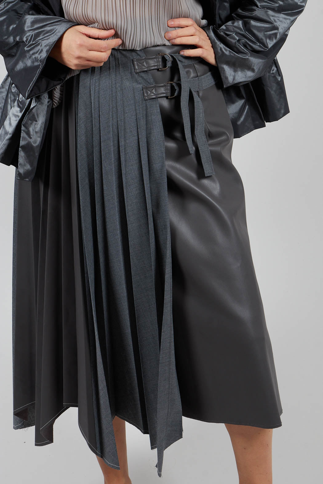 Wrap Pleated Skirt in Dark Grey