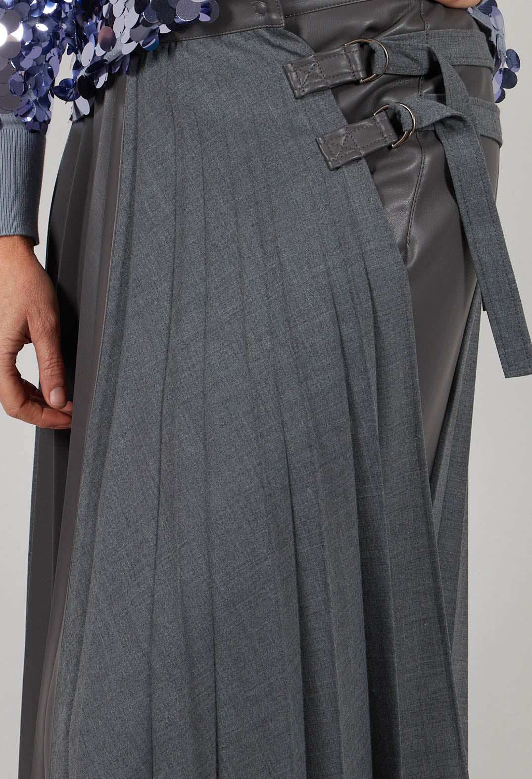 Wrap Pleated Skirt in Dark Grey