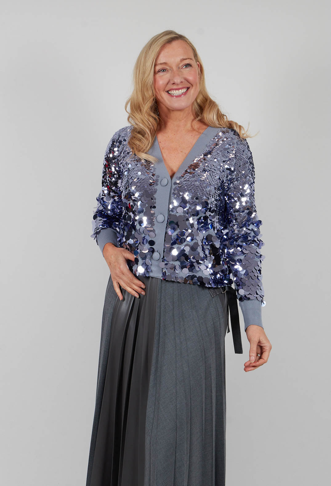 Sequin Cardigan in Lilac Breeze