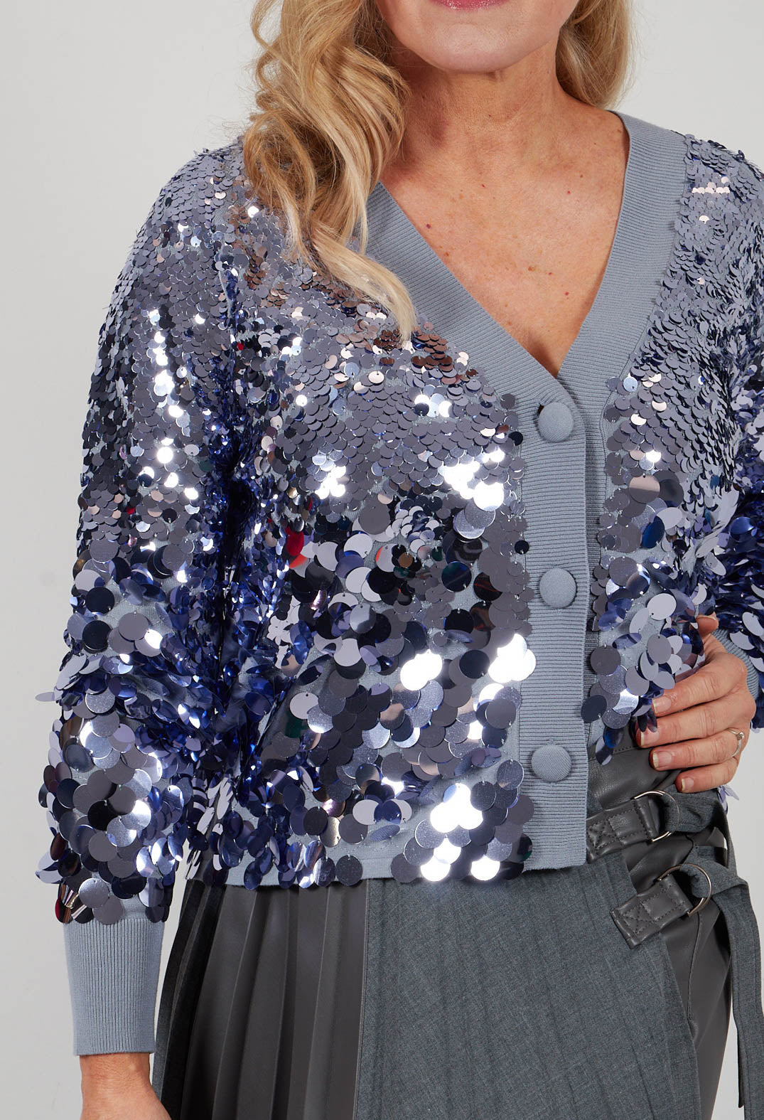 Sequin Cardigan in Lilac Breeze