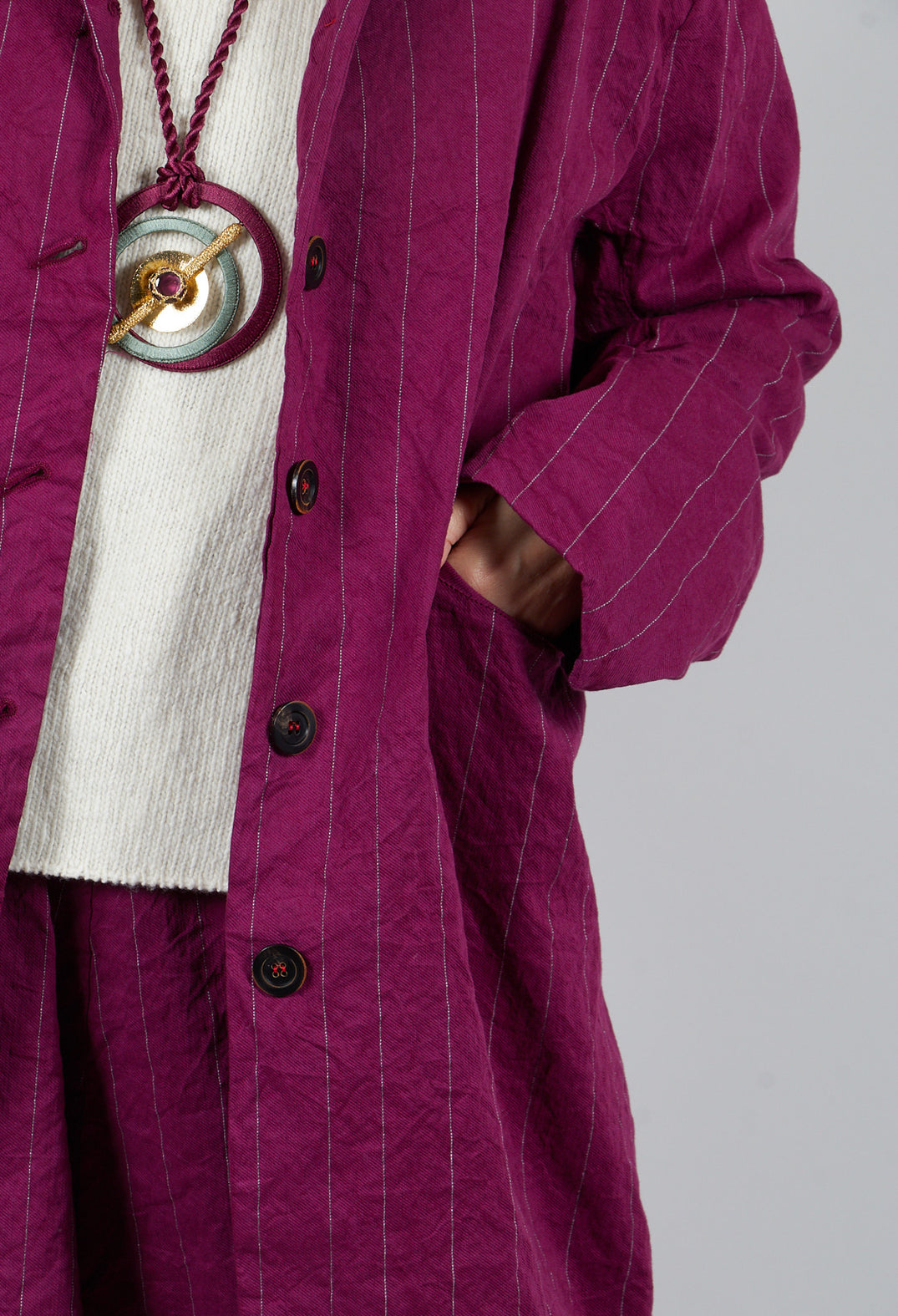 Marta Coat in Mulberry Stripe