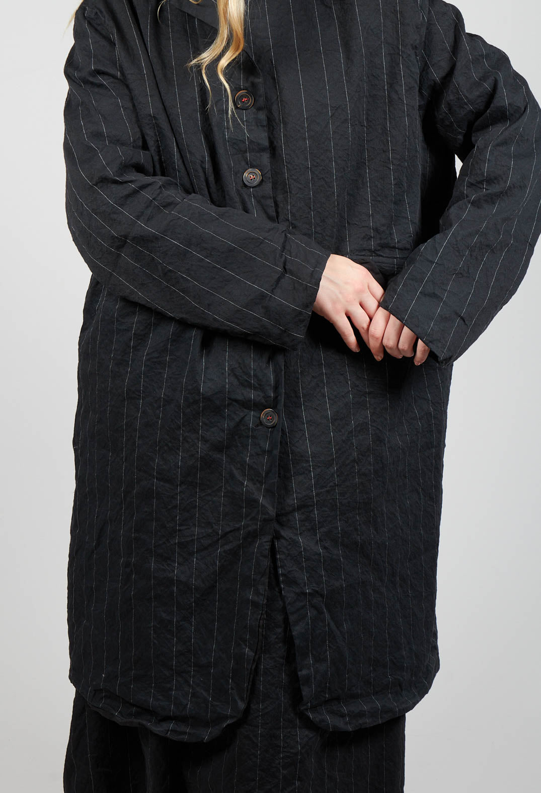 Marta Coat in Black Stripe