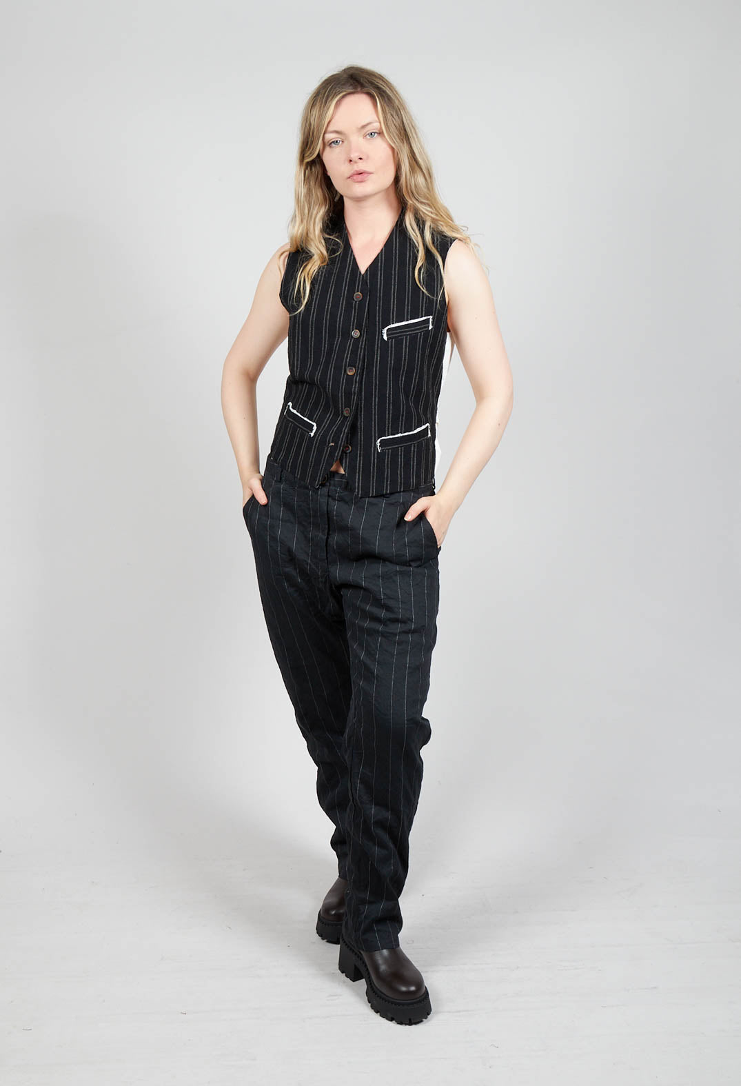 Pietra Trousers in Black Stripe