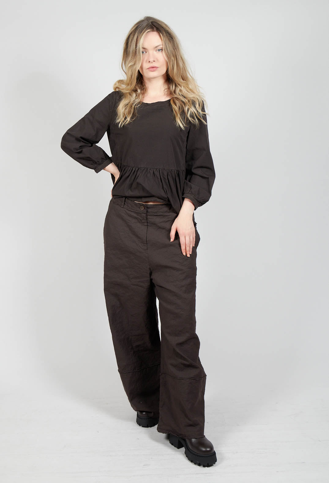 Wide Leg Trousers in Ebano