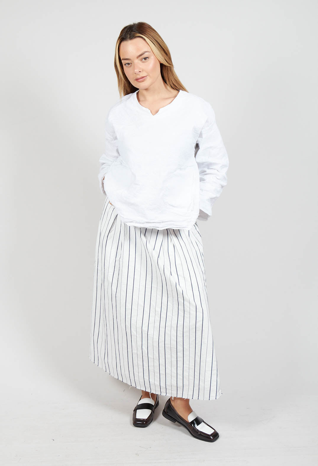 A-Line Skirt in Abisso Stripe