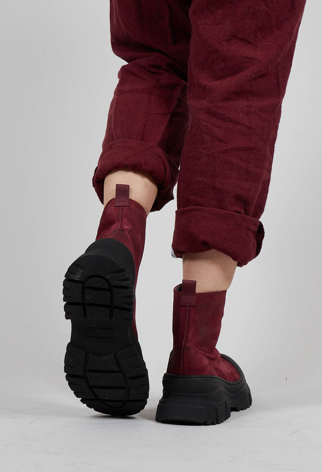 Zip Front Ankle Boots in London Bordeaux