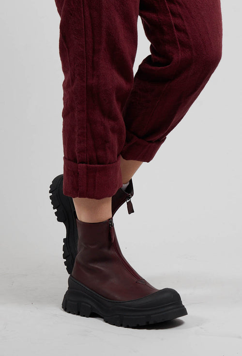 Zip Front Ankle Boots in Gasoline Lagrain