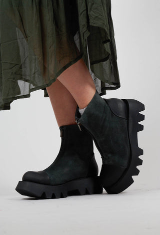 Zip Front Ankle Boots with Cleated Sole in London Amazzonia