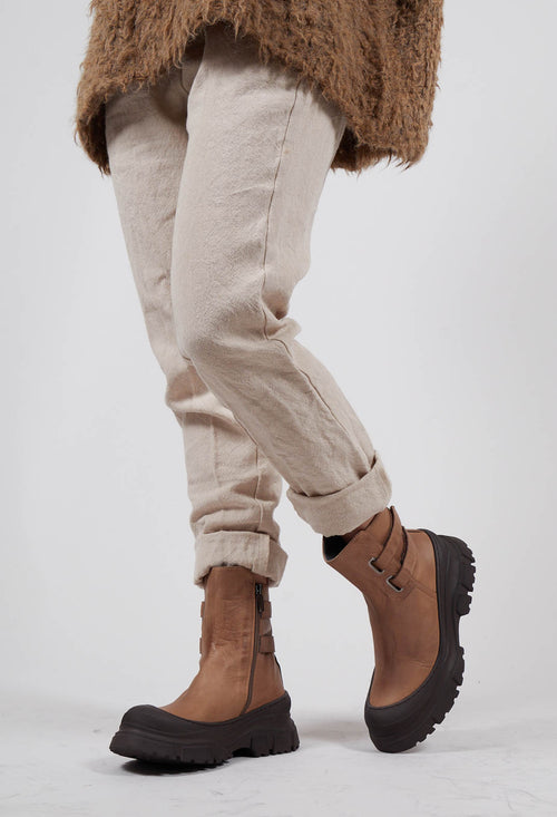 Double Strap Ankle Boots in Gasoline Taupe