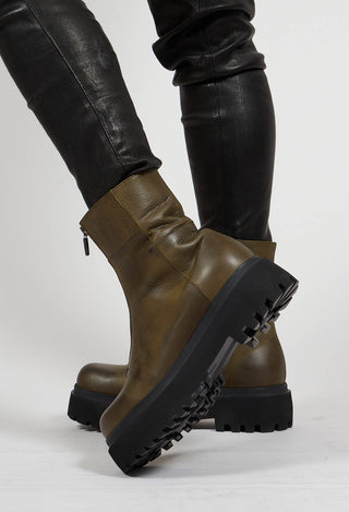 Ankle Boots with Zip Front in Gasoline Carciofo