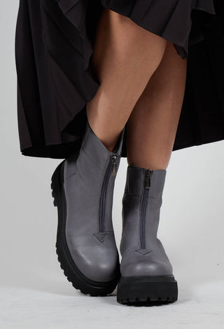 Ankle Boots with Zip Front in Gasoline Inky Blu