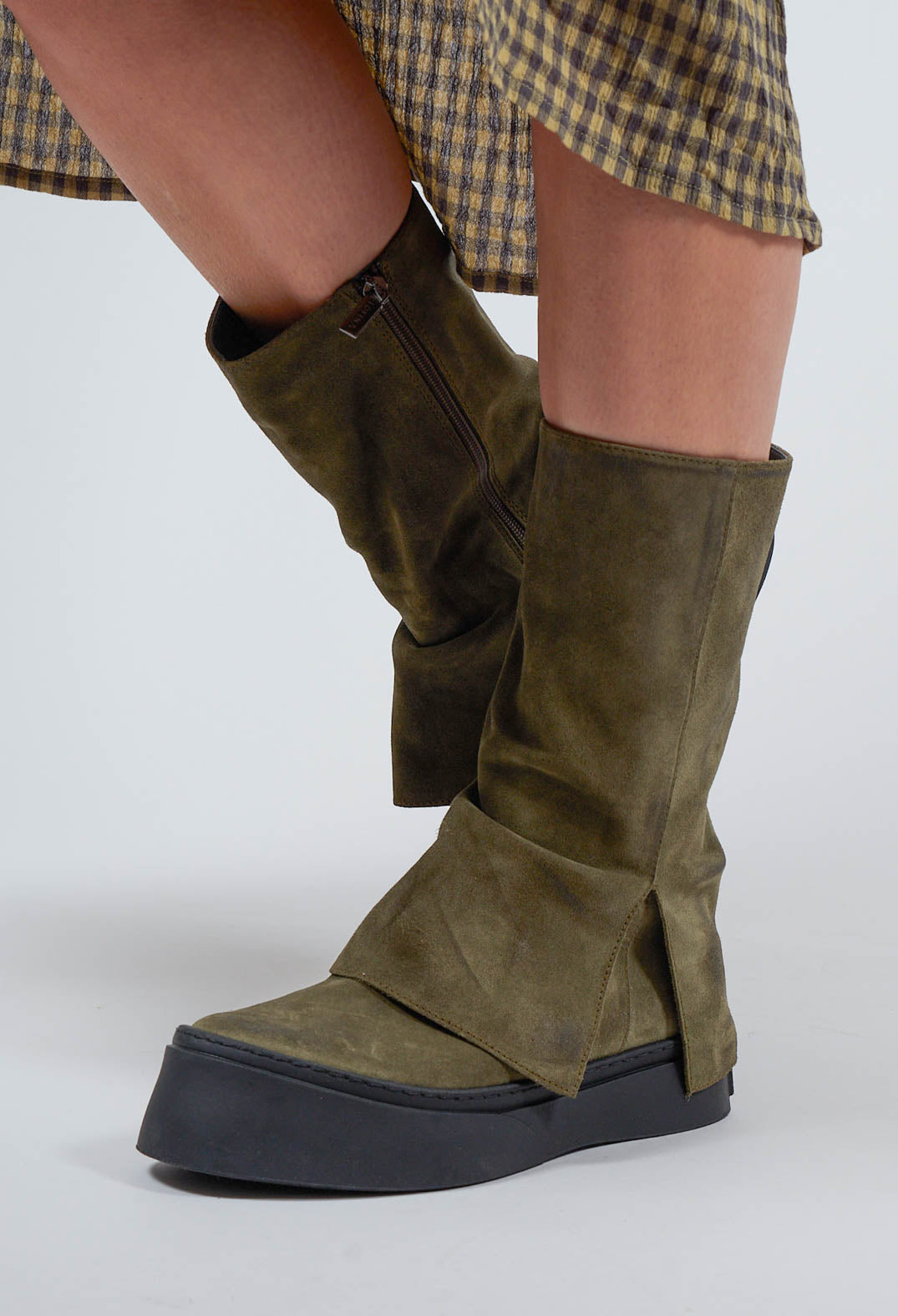 Boots with Fold Over Feature in London Forest