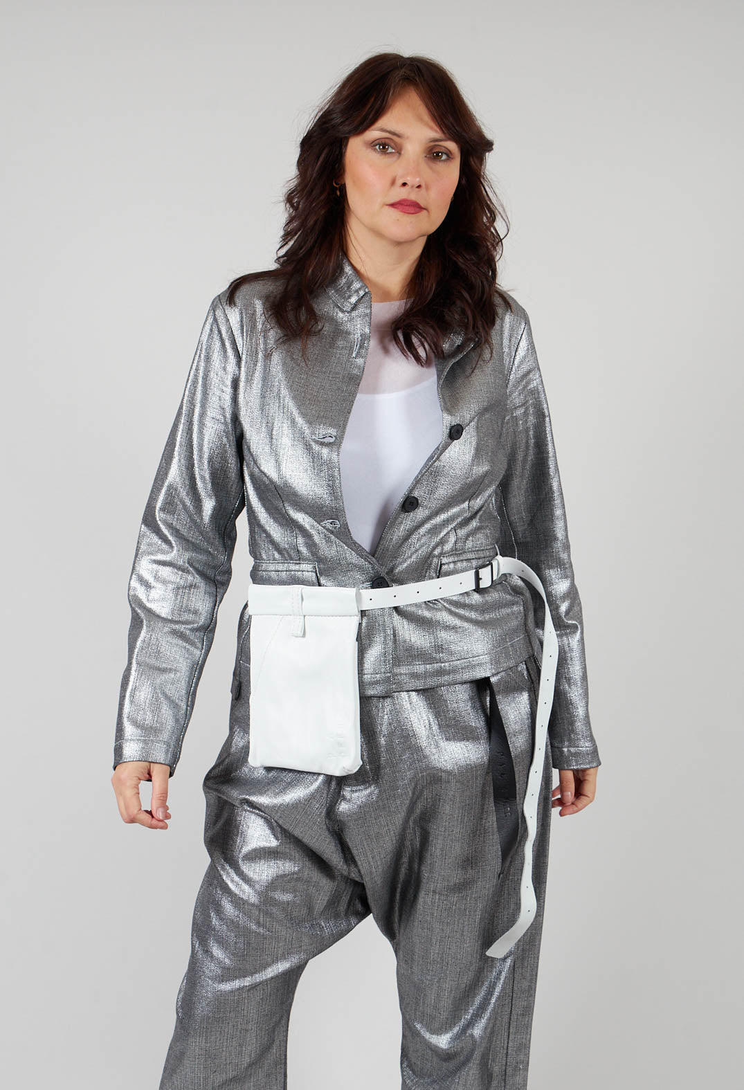 Fitted Clean Jacket in Silver Metallic