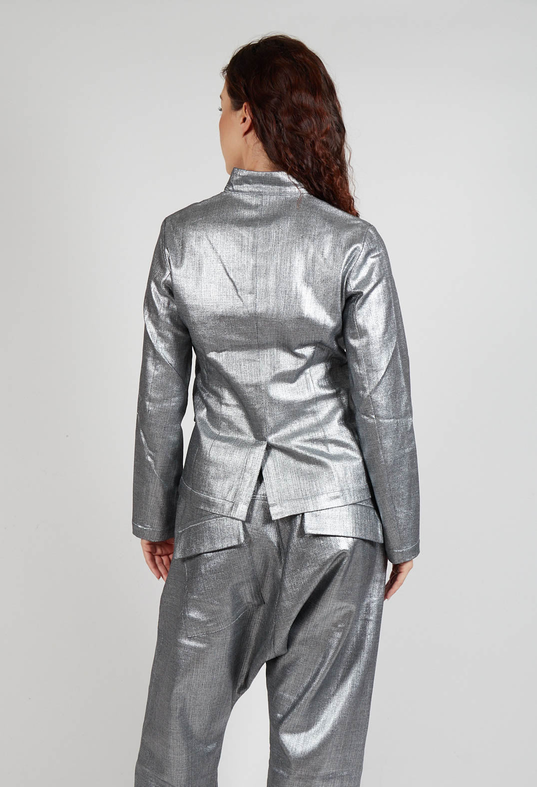 Fitted Clean Jacket in Silver Metallic