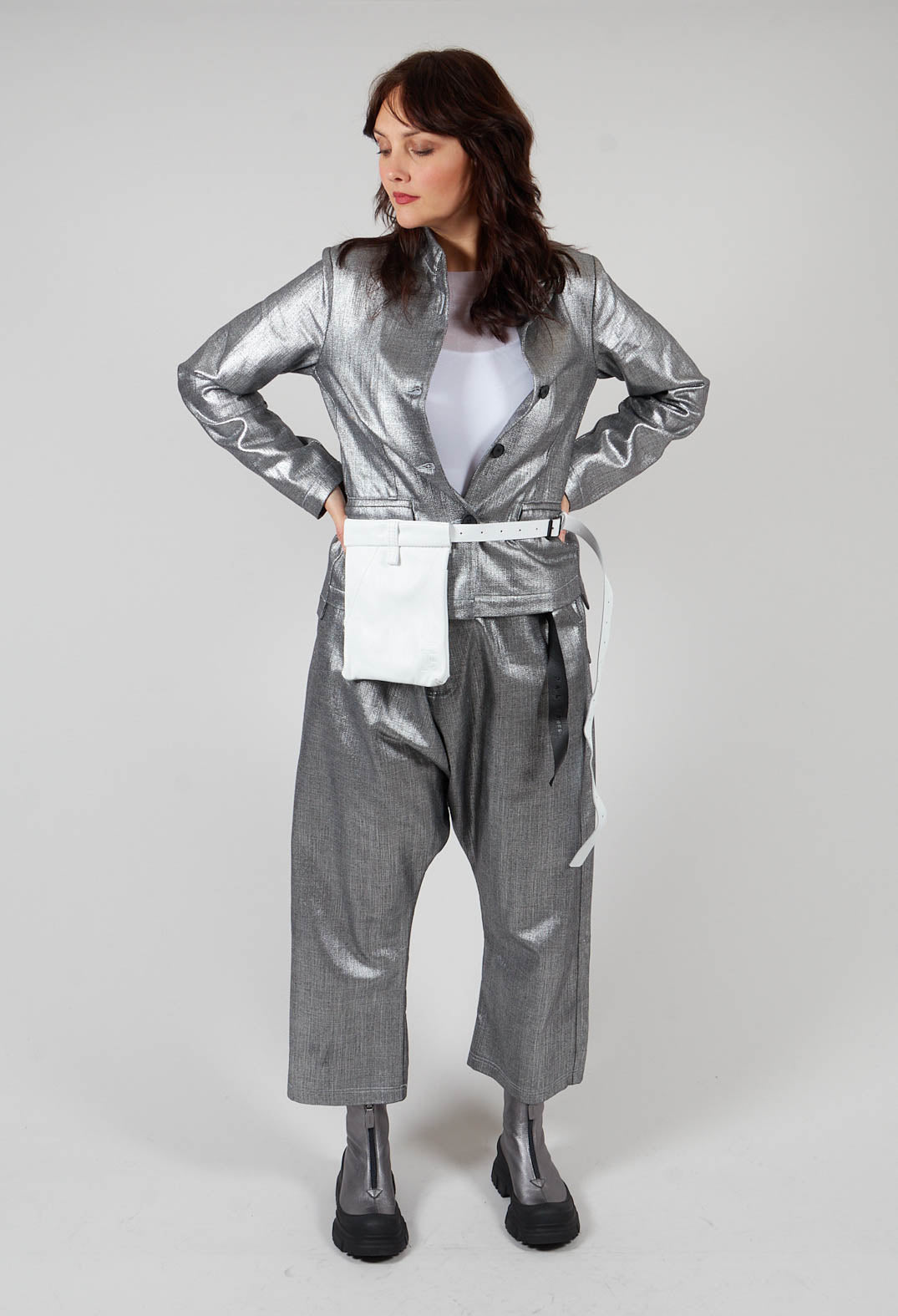 Fitted Clean Jacket in Silver Metallic