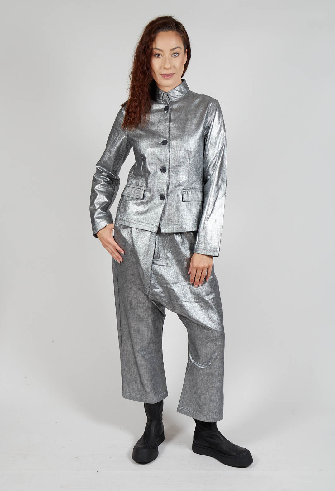 Fitted Clean Jacket in Silver Metallic