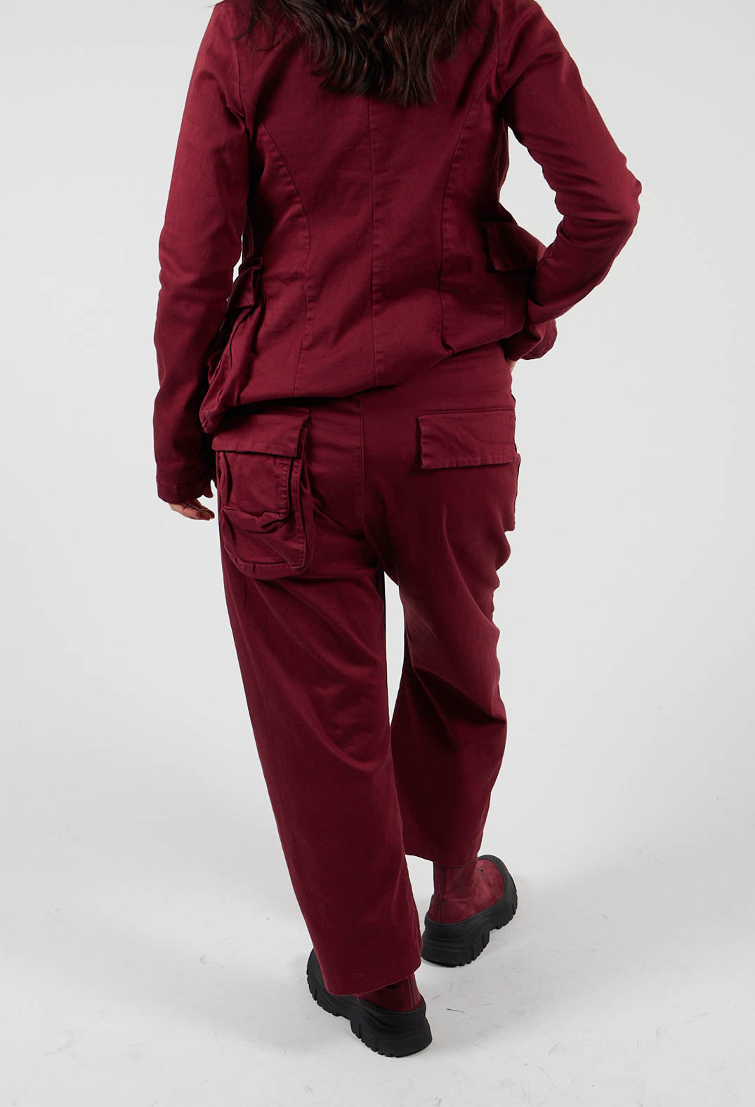 Stretch Denim Balloon Trousers in Merlot