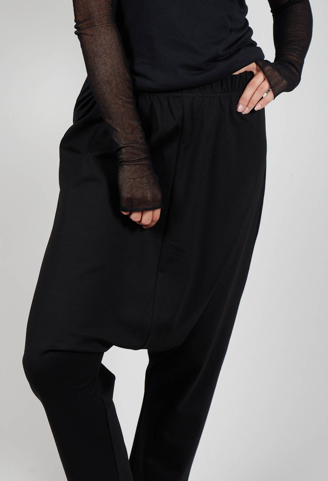 Loose Pull On Trouser in Black