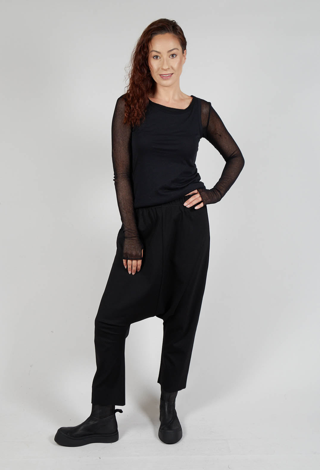 Loose Pull On Trouser in Black