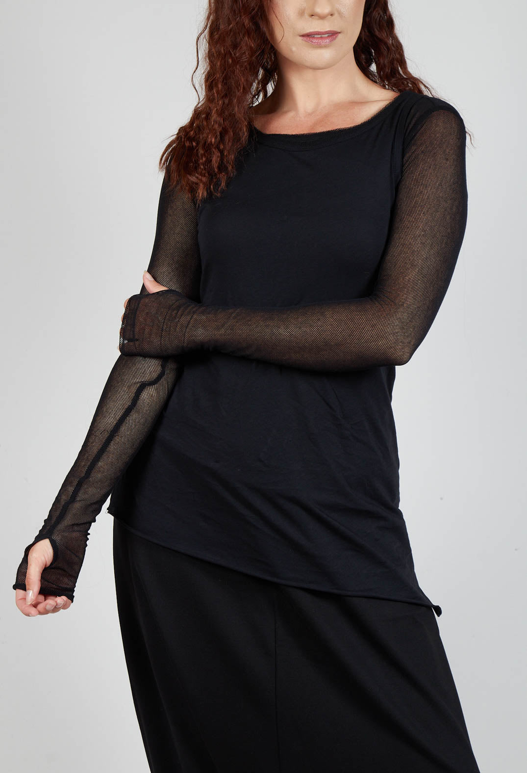 Longsleeve Overlay Top in Black