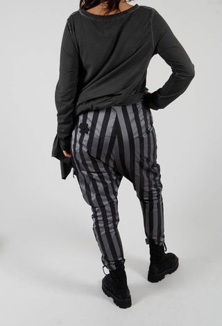 T Pant Drop Crotch Trousers in Stripe