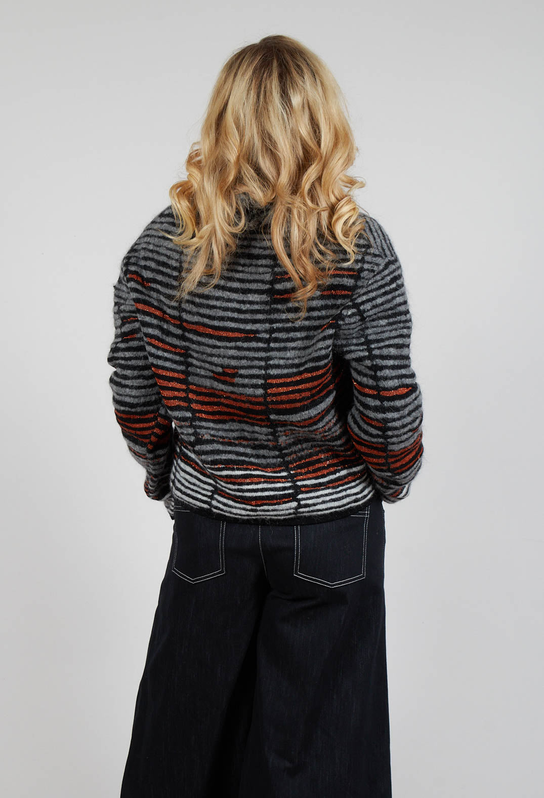 Stripe Pin Cardigan in Orange Glitter