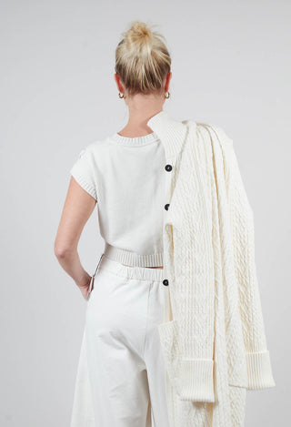 Cable Knit Sweater Vest in Off White