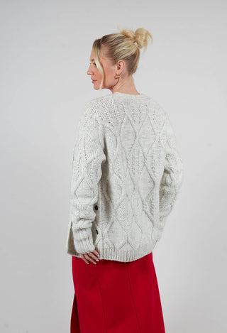 Diamond Cable Knit Cardigan in Cream